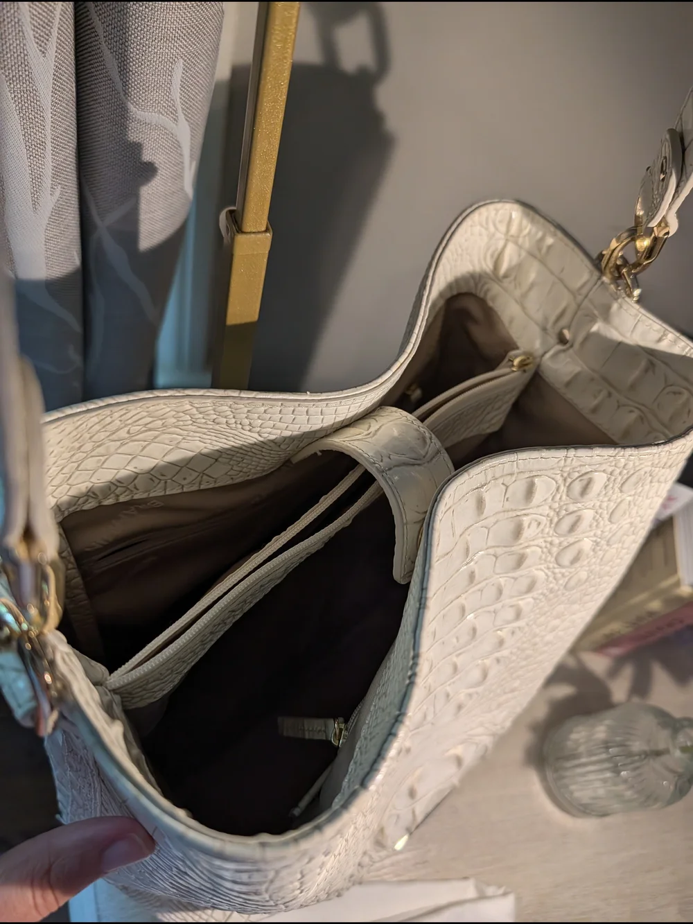Brahmin Celina Leather Bucket Bag With Dustbag In Coconut Milk Colorway